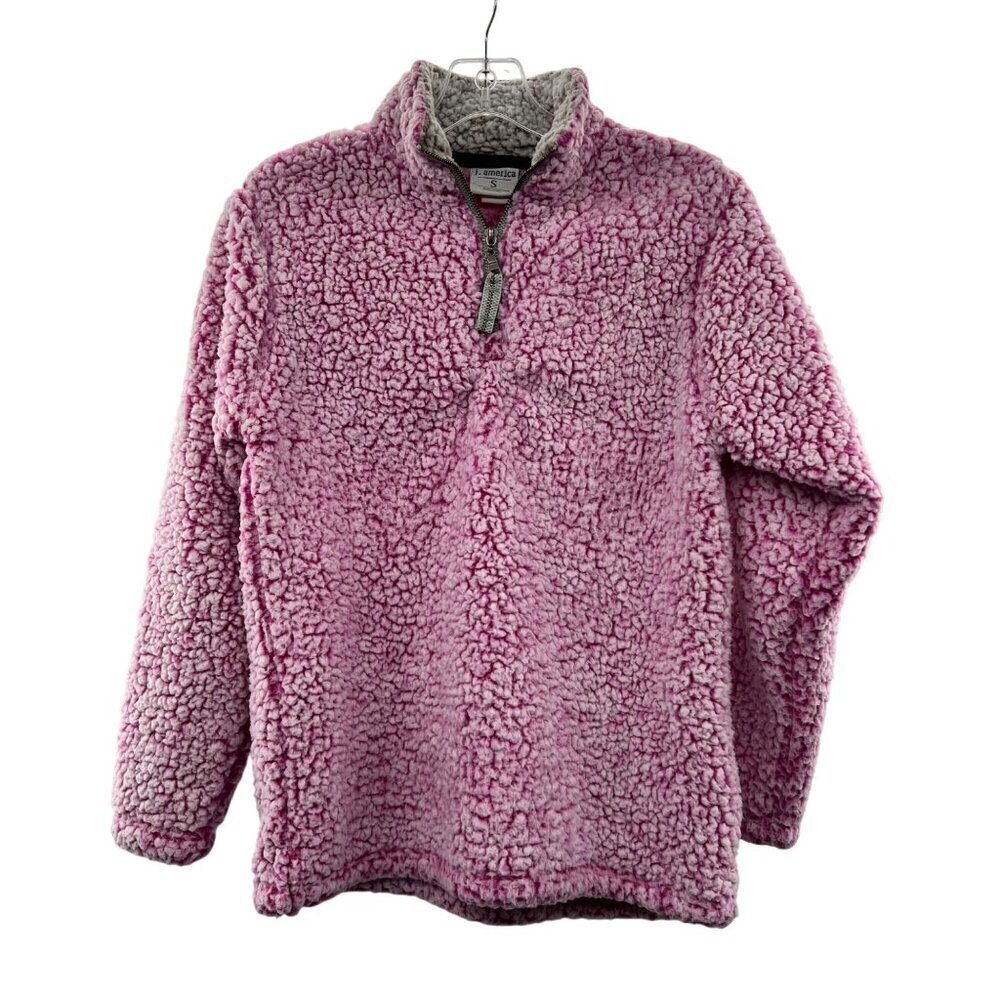 J. America Pullover Sherpa 1/4 Zip Pink Size Small Long Sleeve